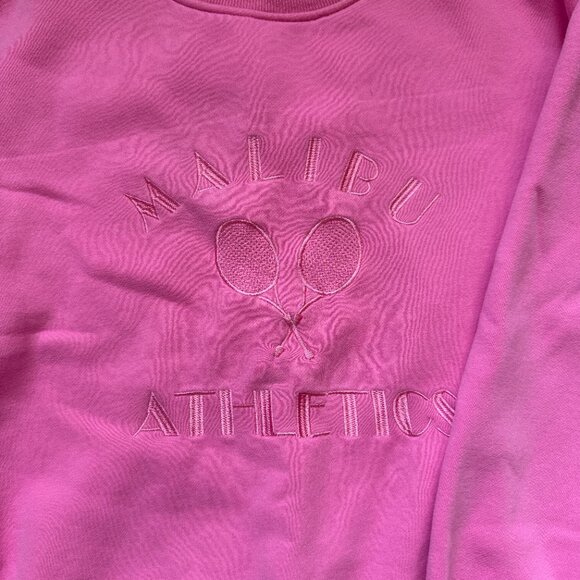 Bailey Rose Medium Embroidered “Malibu Athletics” Pink Crewneck Pullover size M - Picture 2 of 5
